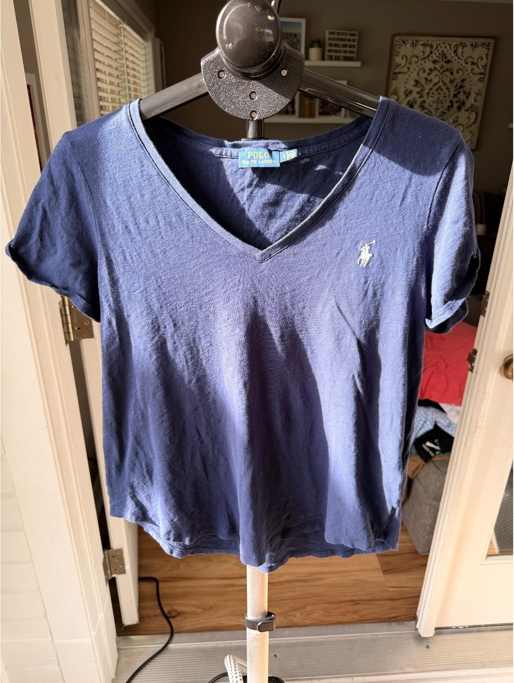 Polo Ralph Lauren Women's V-Neck T-Shirt Size L Navy Blue